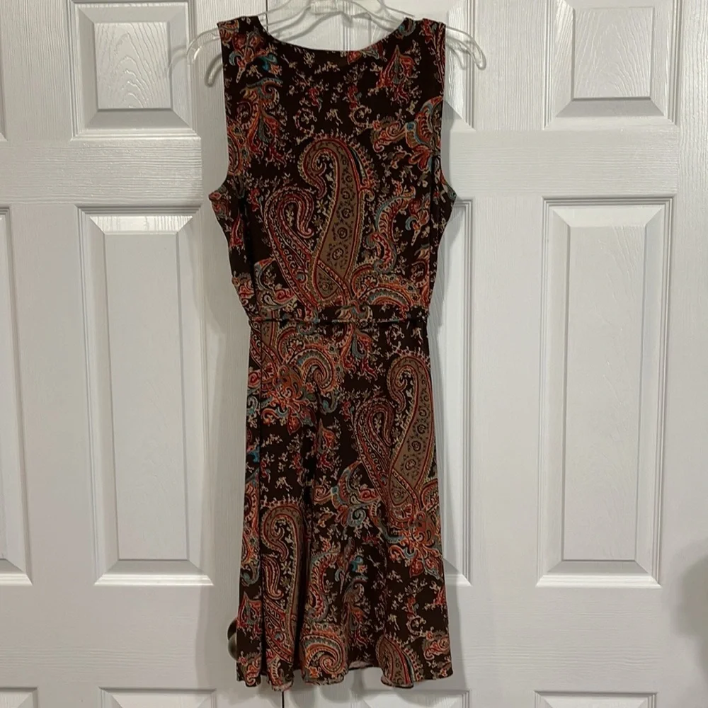 Adorable Ralph Lauren Size Large Petite Mock Wrapped Dress in paisley Print - Picture 6 of 6